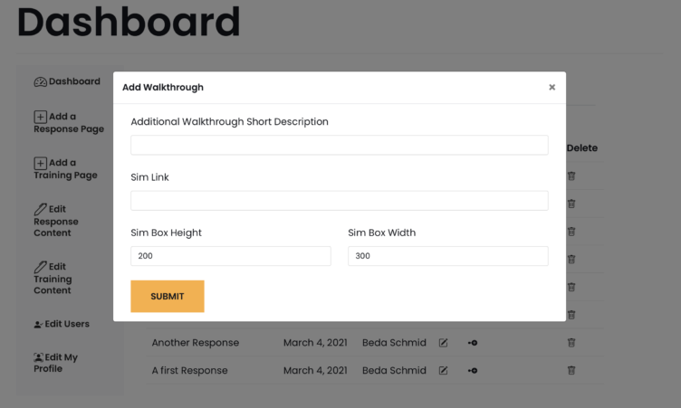 Add Walktrhough to Response Add Walkthrough