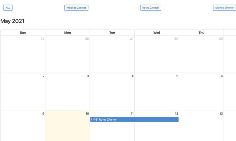Backend Bookings Calendar Backend Bookings Calendar