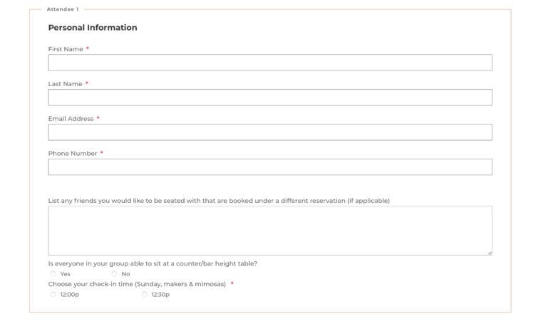 Booking Forms Booking Forms