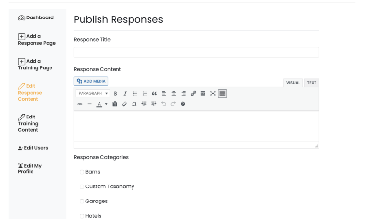 Dashboard Edit Response Edit Responses