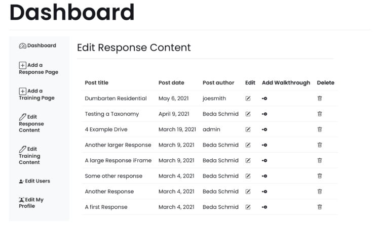 Dashboard Edit Several Responses Edit Responses