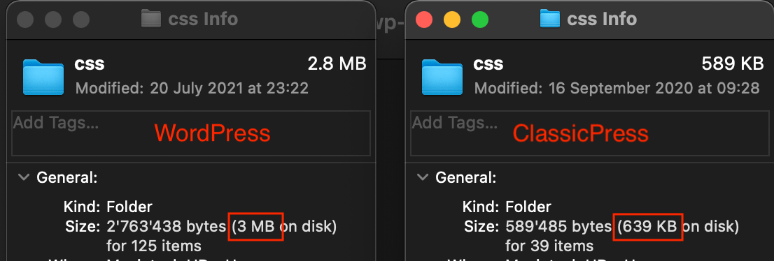 Example - CSS Folder Size