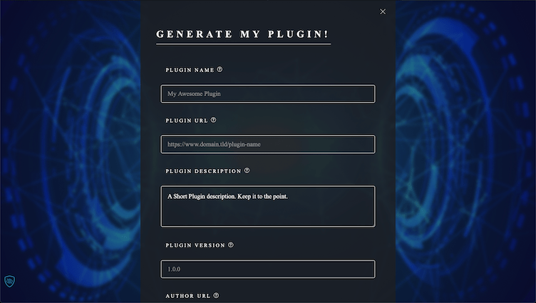 Generate Plugins Form Generate Plugins Form