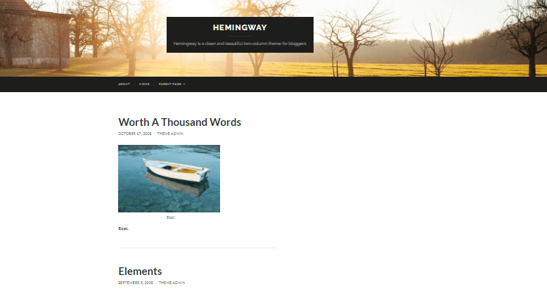 Hemingway wordpress theme