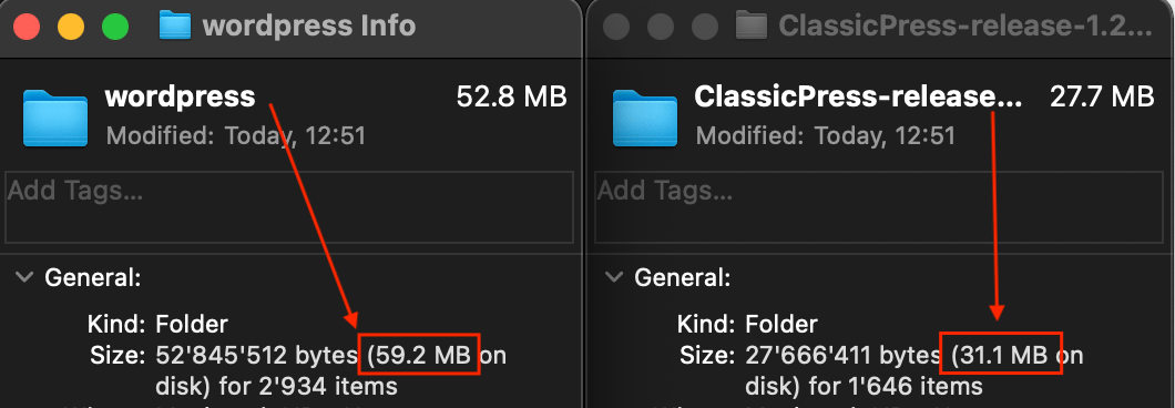 Total Size of CMS Folder